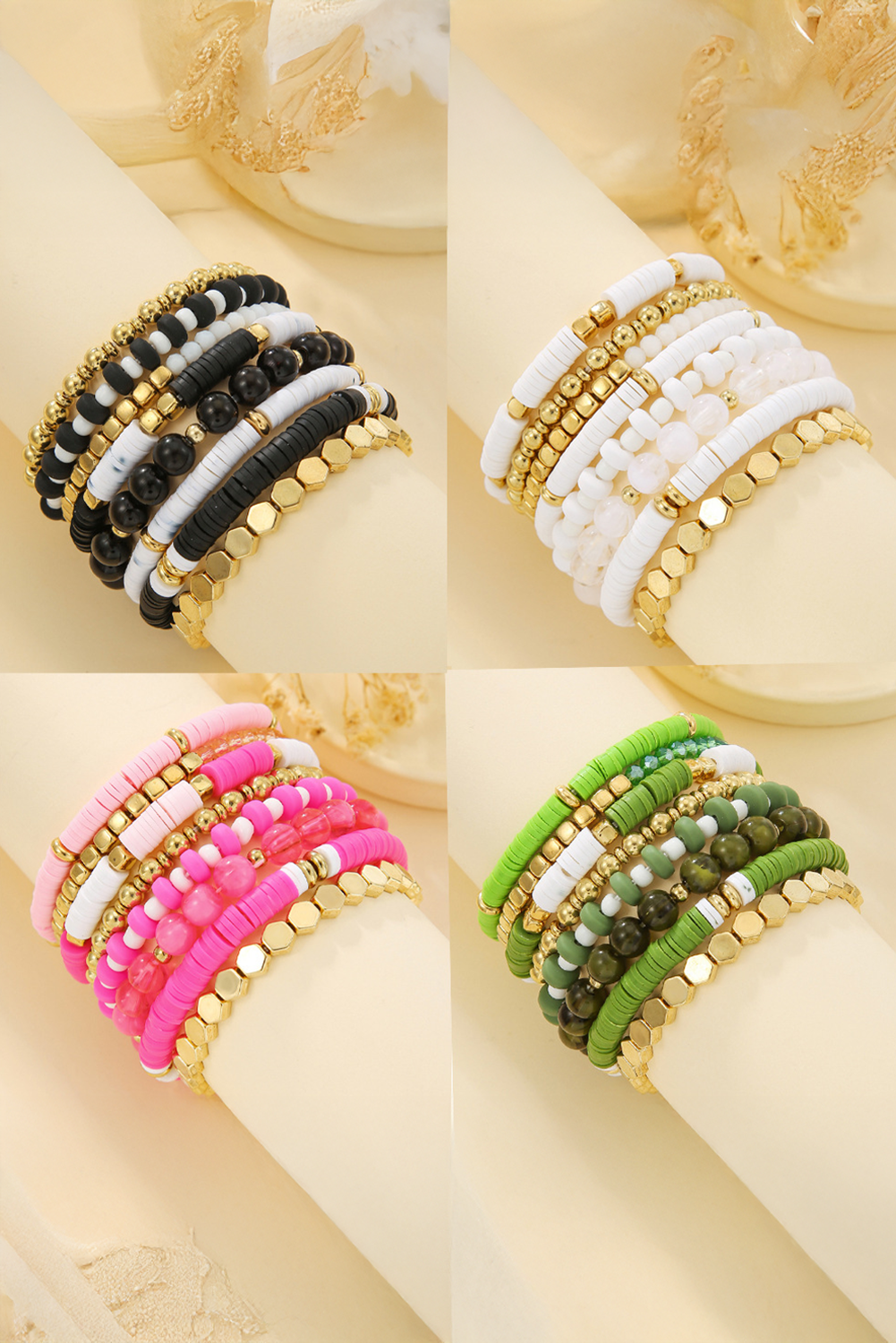 Dallas Beaded Elastic Bracelet Set
