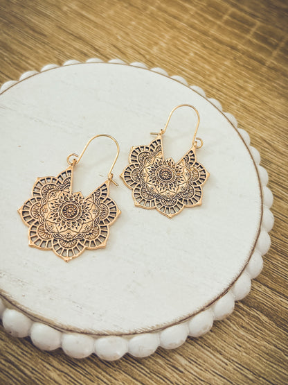 Beautiful Gold or Silver Mandala Earrings