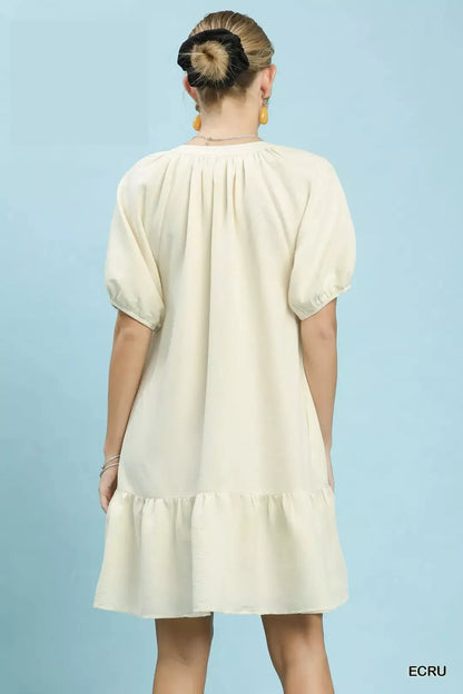 Umgee Embroidered Floral Babydoll Dress