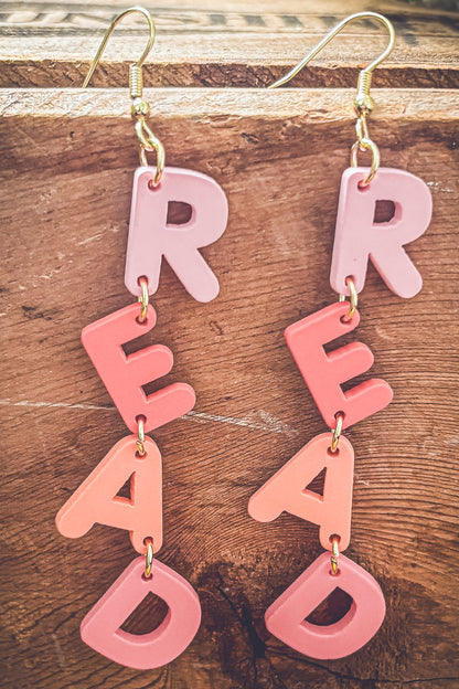 Adorable Pink R-E-A-D Earrings