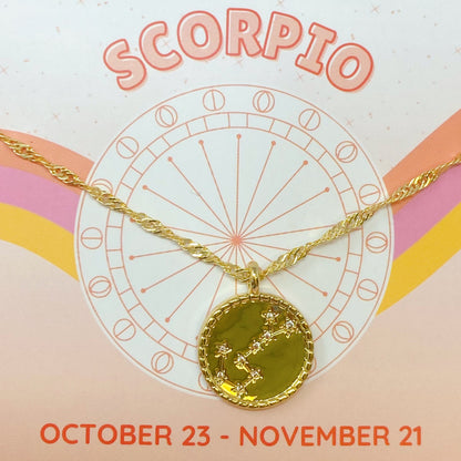 Astronomical Glam Zodiac Constellation Medallion Necklace