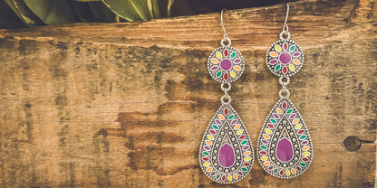 Beautiful Bohemian Purple and Silver Earrings