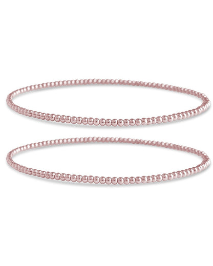 Sterling Silver Beaded Stretch Bracelet Sets