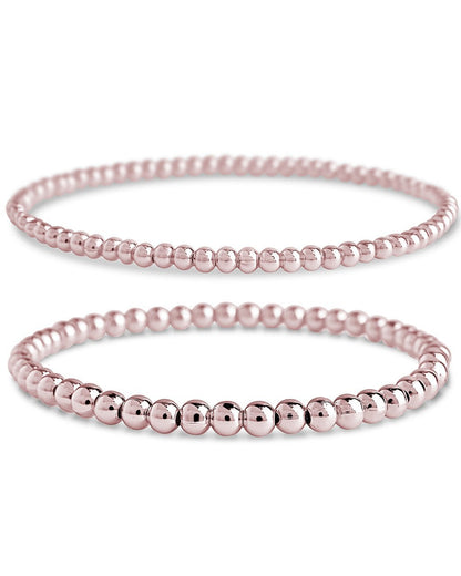 Sterling Silver Beaded Stretch Bracelet Sets