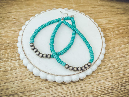 Beautiful Turquoise and Navajo Pearl Earrings