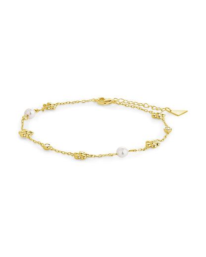 June Pearl & Flower Charm Anklet