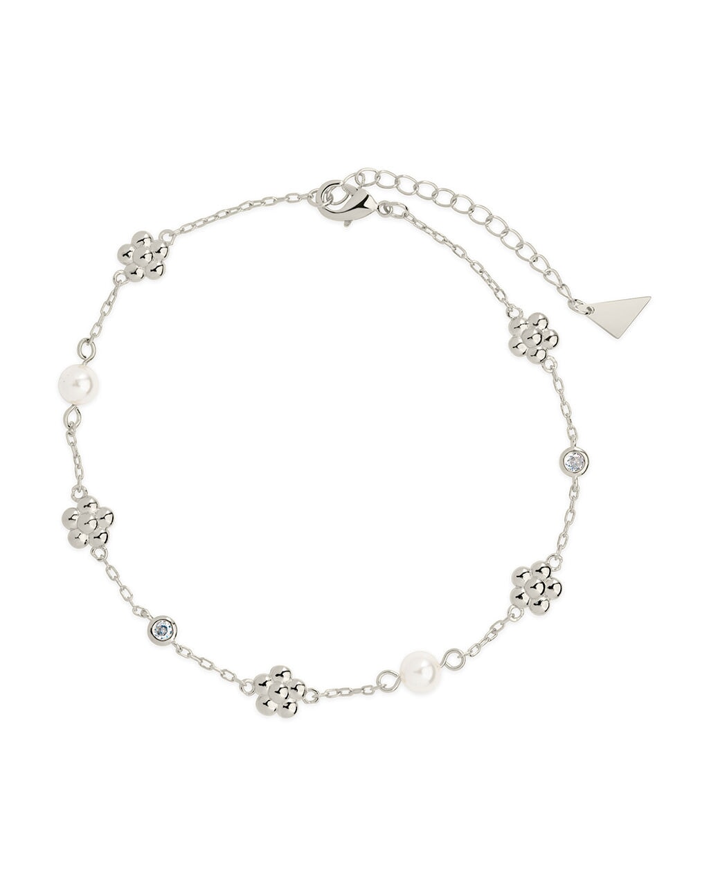 June Pearl & Flower Charm Anklet