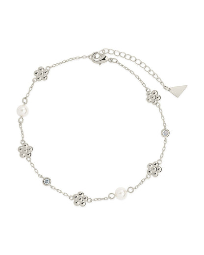 June Pearl & Flower Charm Anklet