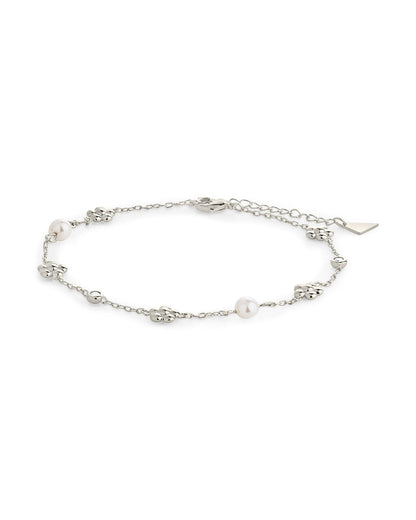 June Pearl & Flower Charm Anklet