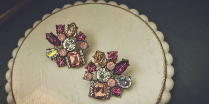 Beautiful Pink Crystal Statement Earrings