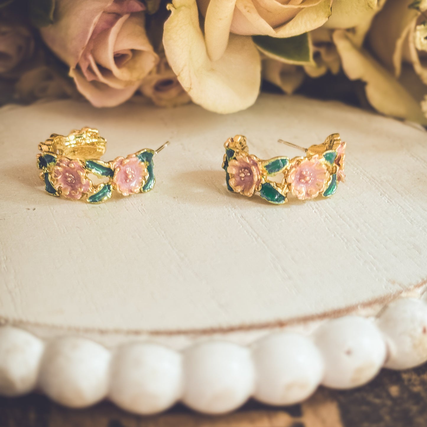 Beautiful Flower Hoop Earrings