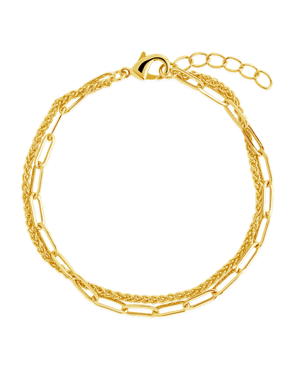 Emery Layered Paperclip & Curb Chain Bracelet