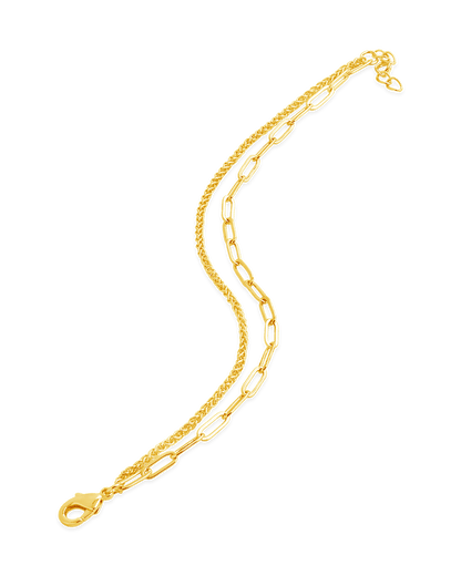 Emery Layered Paperclip & Curb Chain Bracelet