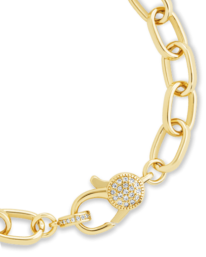Tove CZ Clasp & Paperclip Chain Bracelet