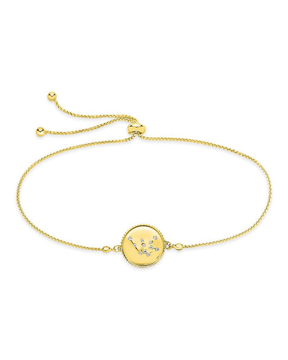 Sterling Silver CZ Constellation Disk Bolo Bracelet