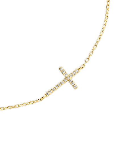 Sterling Silver Delicate CZ Cross Bracelet