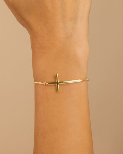 Polished Cross Bolo Bracelet
