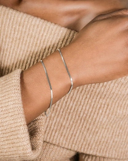 Sterling Silver Herringbone Chain Bracelet