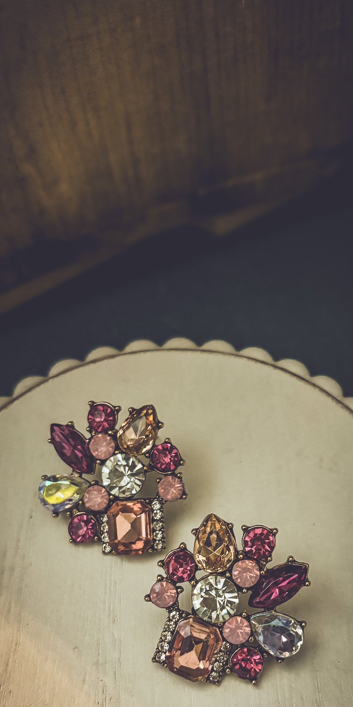 Beautiful Pink Crystal Statement Earrings