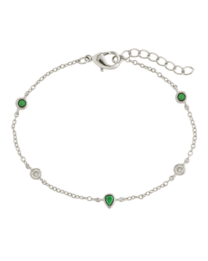 Pear and Round CZ Station Bracelet
