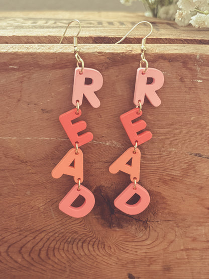 Adorable Pink R-E-A-D Earrings