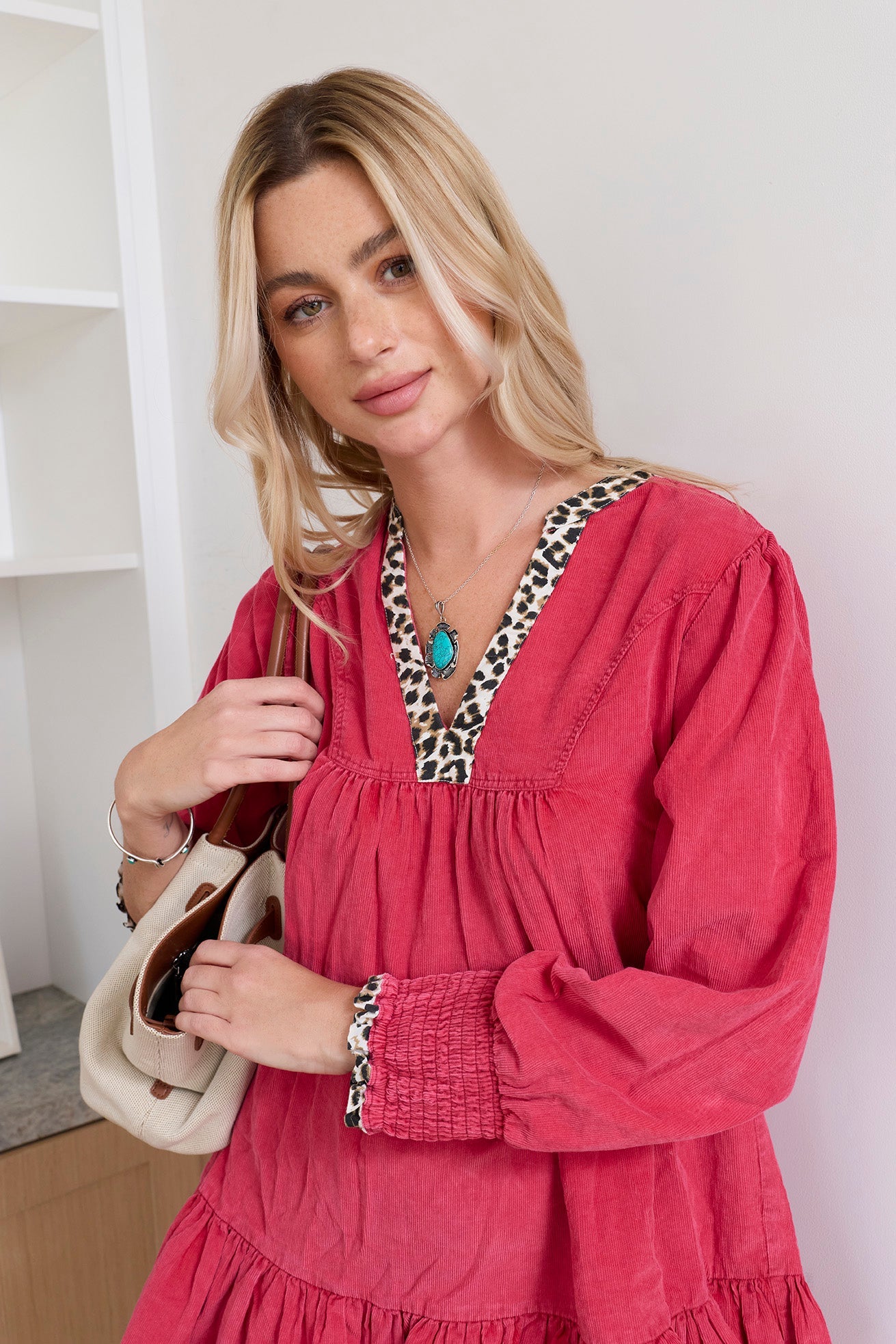 Pink Prowler Corduroy Dress in Panther Pink