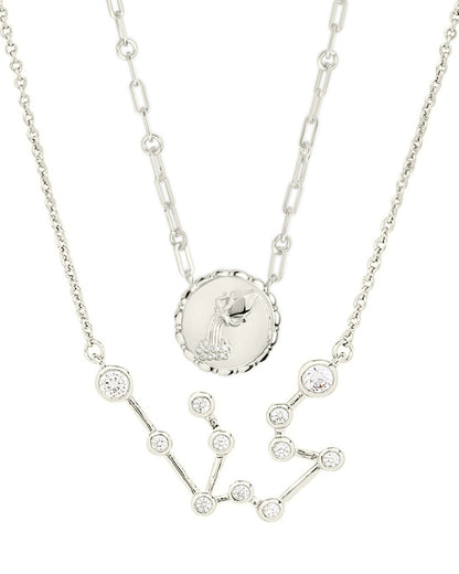 'When Stars Align' Constellation Necklace & Bold Link Zodiac Necklace Set