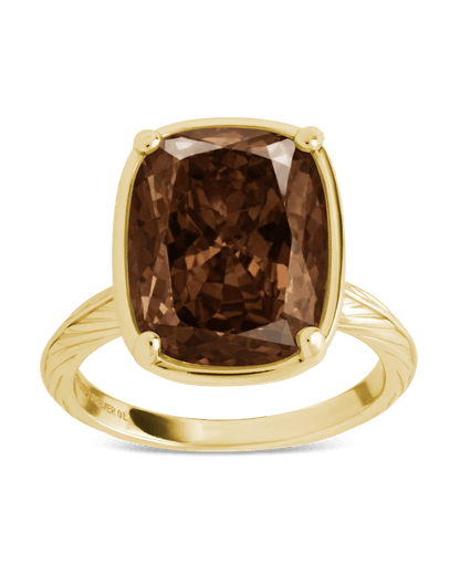 Sterling Silver Elongated Cushion Chocolate CZ Cocktail Ring