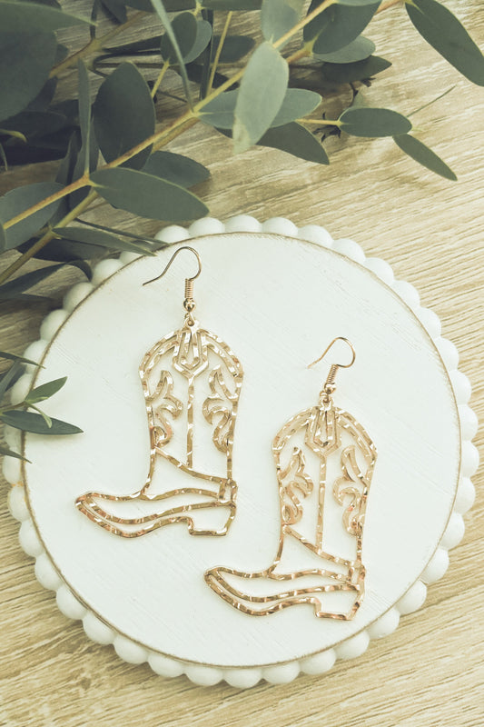 Beautiful Cowboy Boot Earrings - Gold or Silver