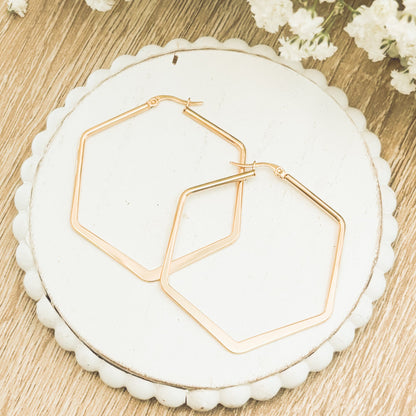 Beautiful Geometric Gold or Silver Hoop Earrings