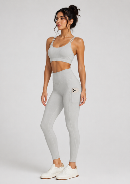 Stretch Heather Pocket Legging Made in USA