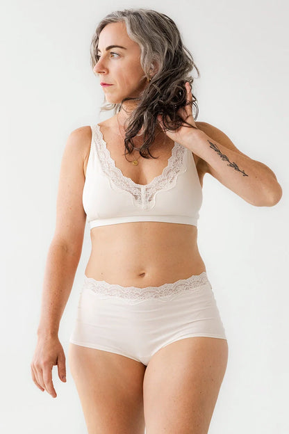 Salua Cotton Bralette with Lace Edge
