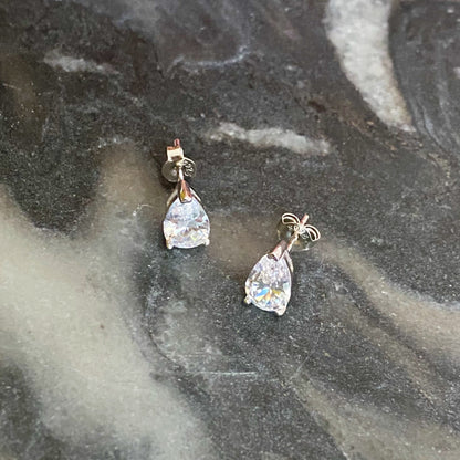 Teardrop Sterling Silver Stud Earrings