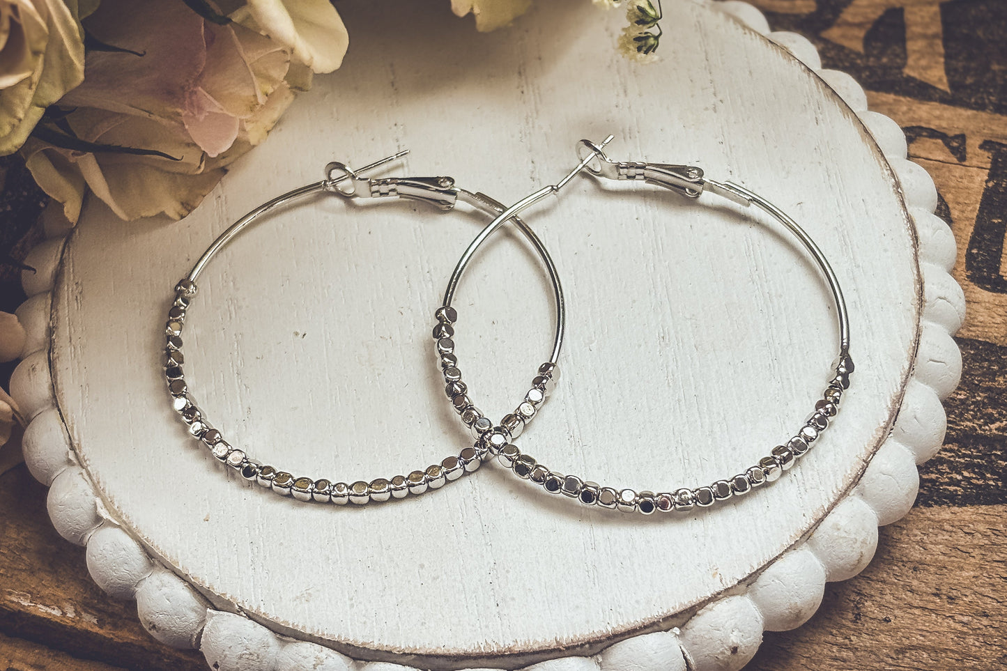Beautiful Silver Glimmer Hoop Earrings
