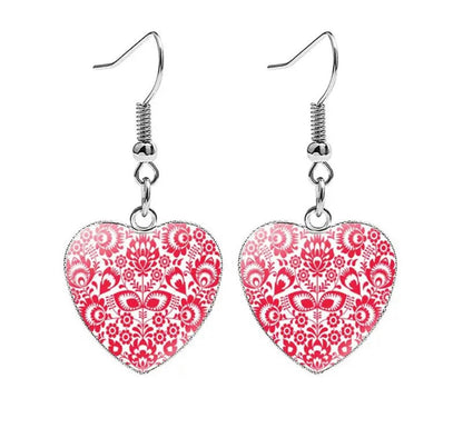 Beautiful Folk Style Heart Earrings