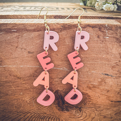Adorable Pink R-E-A-D Earrings