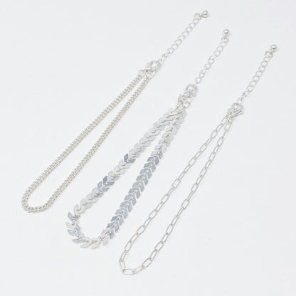 Chevron Chain Anklet, Set of 3