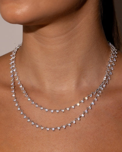 Brigid Staggered CZ Tennis Necklace
