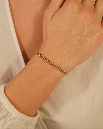 Sterling Silver Beaded Stretch Bracelet Sets