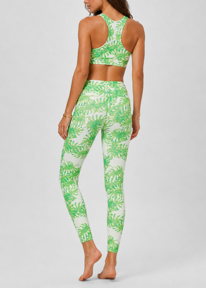 Tropical Leaf Leggings Made in USA