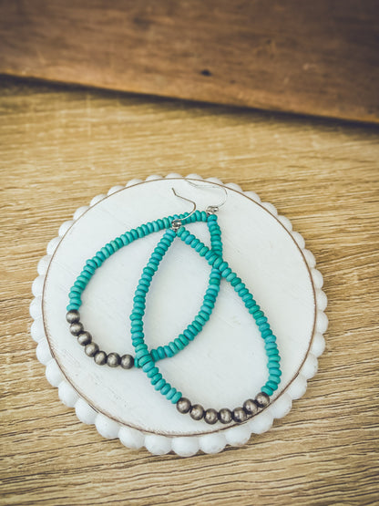 Beautiful Turquoise and Navajo Pearl Earrings