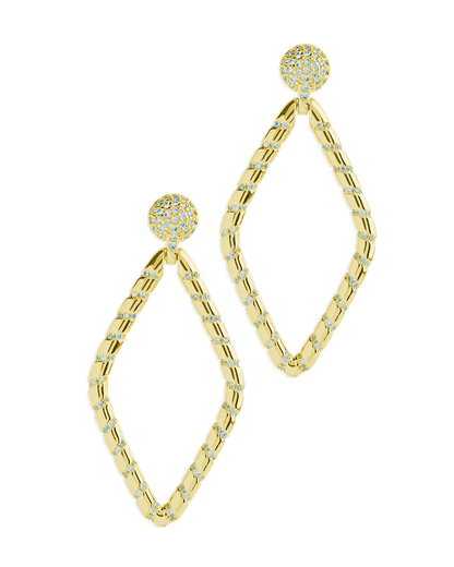 Geometric CZ Diamond Drop Stud Earrings