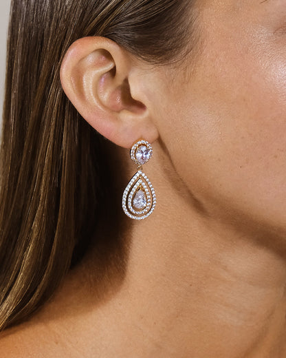 Cheyenne CZ Drop Stud Earrings