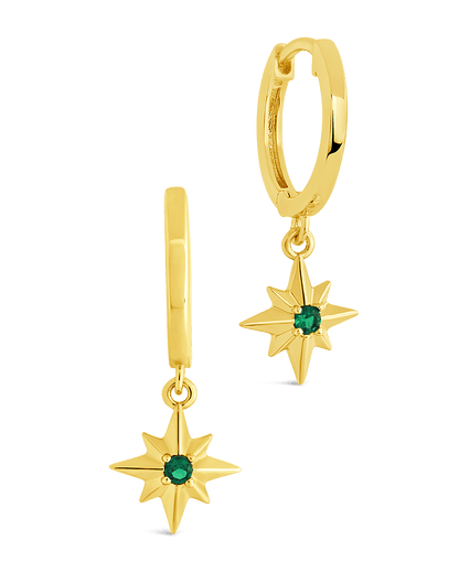 Demi CZ Burst Charm Hoop Earrings