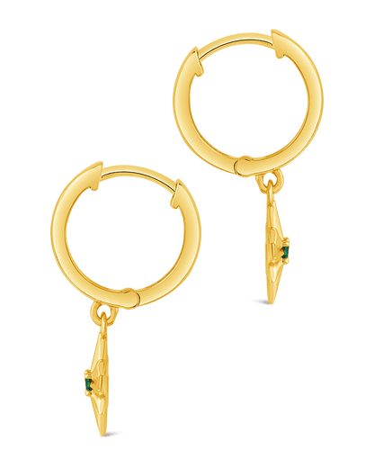 Demi CZ Burst Charm Hoop Earrings