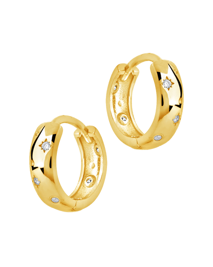 Greer CZ Burst Micro Hoop Earrings