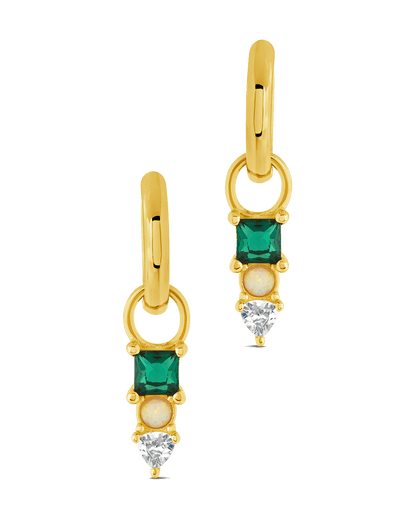 Harmony CZ & Opal Charm Hoop Earrings