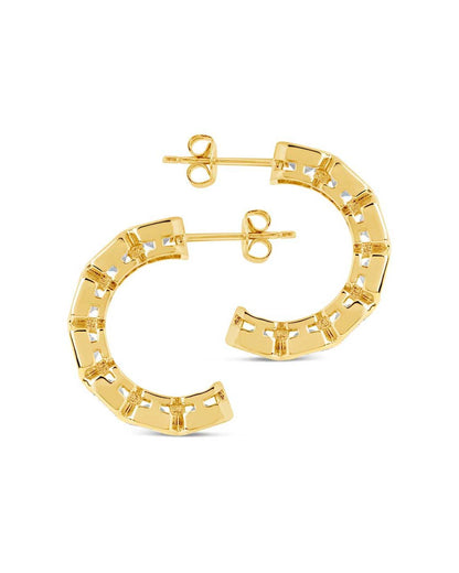 Nyssa Bezel CZ Station Hoop Earrings