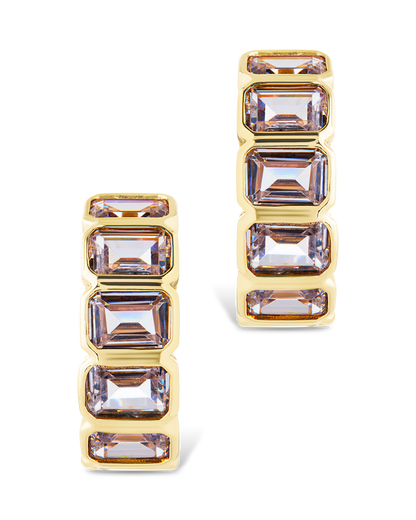 Nyssa Bezel CZ Station Hoop Earrings