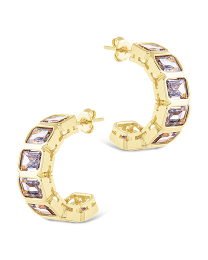Nyssa Bezel CZ Station Hoop Earrings